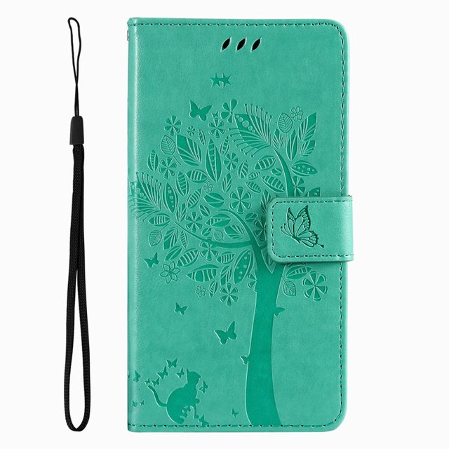 Wallet Case For Huawei P Smart 2018 2019 2020 2021 P8 P9 P20 P30 P40 Lite Pro 2017 Cute Cat Tree Card Slots Protect Cover D06F Green For P Smart 2020