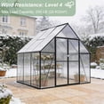 thumbnail image 4 of ALAULM 8x6 ft Outdoor Polycarbonate Greenhouse with Aluminium Frame, Walk-in Greenhouse with Drainage Channel, 2 Adjustable Roof Vents, Lockable Double Doors for Garden Backyard Patio Lawn, 4 of 8