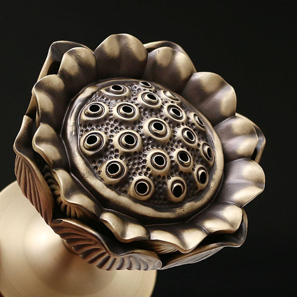 BQBQERT Incenses Seal Holder Copper Bowl Incenses Holder Lotuses Shape Lid Incenses Tray Spiritual Décor