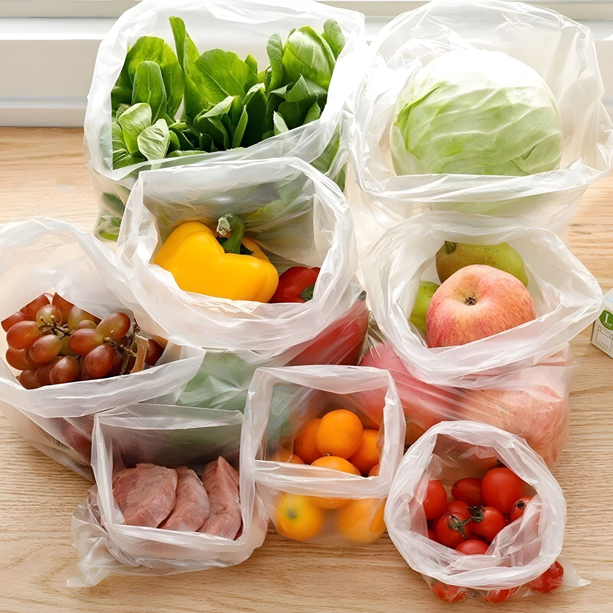 Pokanic Clear Plastic 10" x 15" - 700 Produce Bags Reusable Washable Freshness Disposable Continuous Roll Easy Peel Off Kitchen Office Grocery Home Use Food Fruits Storage(2 Rolls, 10 x 15-700 Bags)