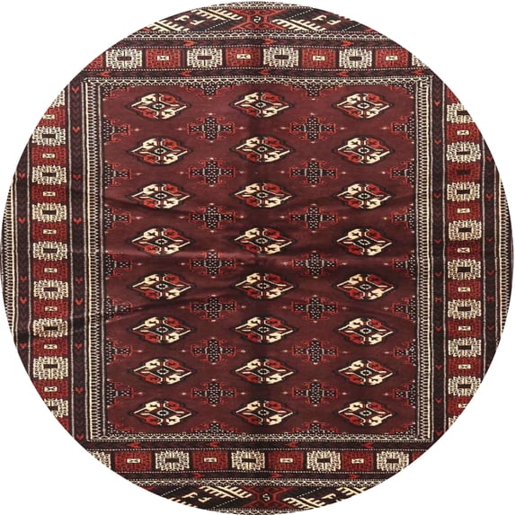 Ahgly Company Indoor Round Traditional Deep Red Persian Area Rugs, 3' Round