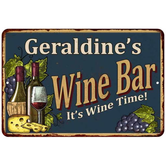 Geraldine's Wine Bar Green Sign Rustic Decor 8 x 12 High Gloss Metal 208120055164