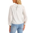 thumbnail image 3 of INSPIRE CHIC Women's 2024 Polka Dots Blouse Tie Back Long Sleeve Work Shirt Formal Casual Wear XS White, 3 of 6
