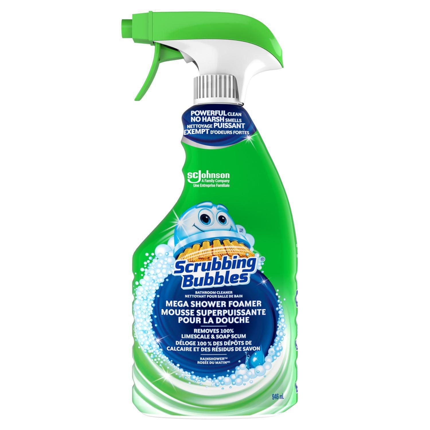 Scrubbing Bubbles® Mega Shower Foamer Spray, Removes Soap Scum from Tubs, Shower Walls and More, Rainshower Scent, 946mL, 946mL, Rainshower Scent