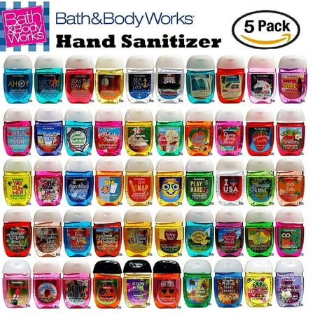 Bath and Body Works Anti-Bacterial Hand Gel 5-Pack PocketBac Sanitizers, Assorted Scents, 1 fl oz