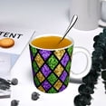 thumbnail image 5 of Yiaed Mardi Gras Shiny Green Purple Print Ceramics Coffee,Large Handle Design,Extra Large Tea and Coffee Cup for Office and Home Mugs, 5 of 6
