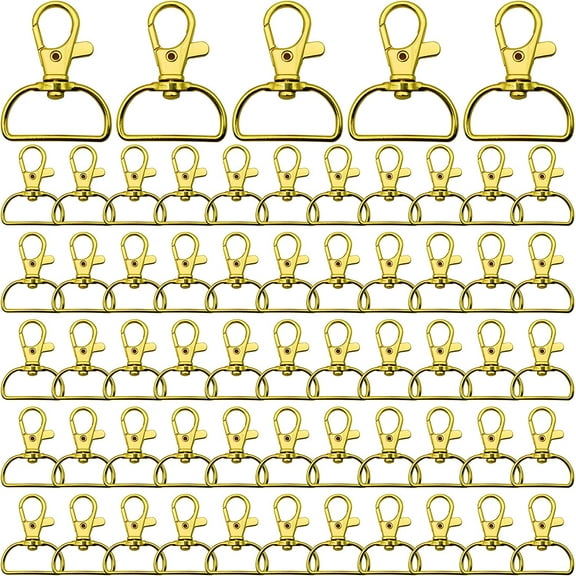60Pcs Gold Swivel Snap Hook D Ring,Metal Swivel Clasps Lobster Clasp Key Chain Clip Hook Swivel Clasps Claw Lobster Lanyard Clasp for Keychain Lanyard,Jewelry,DIY Crafts Supplies