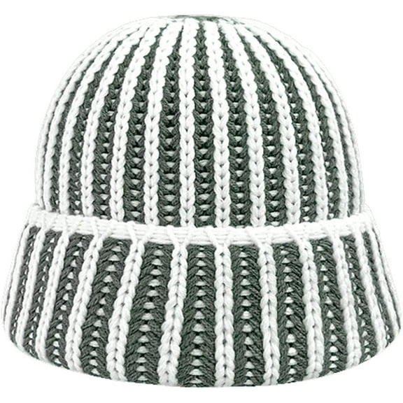 CoCopeaunts Two-Colors Striped Bucket Hat Color Knitted Fisherman Cap Warm Thickening Fashion Casual Women's Autumn Winter Hats