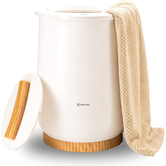 Bucket Style Towel Warmers, Luxury Bucket Towel Warmer, Large Towel Warmer for Bathroom, Auto Shut Off, Fits Up to Two 40"X70" Oversized Towels, Bathrobes, Blankets, PJ's and More, White, CL1