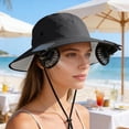 thumbnail image 7 of FEOLGEHLY Solar Fan Hat, UV Protection Sun Hat with Cooling Fan, Solar & USB Charging Breathable Fisherman Hat Wide Brim Neck Flap Waterproof for Fishing Hiking Gardening Outdoor, Black, 7 of 7