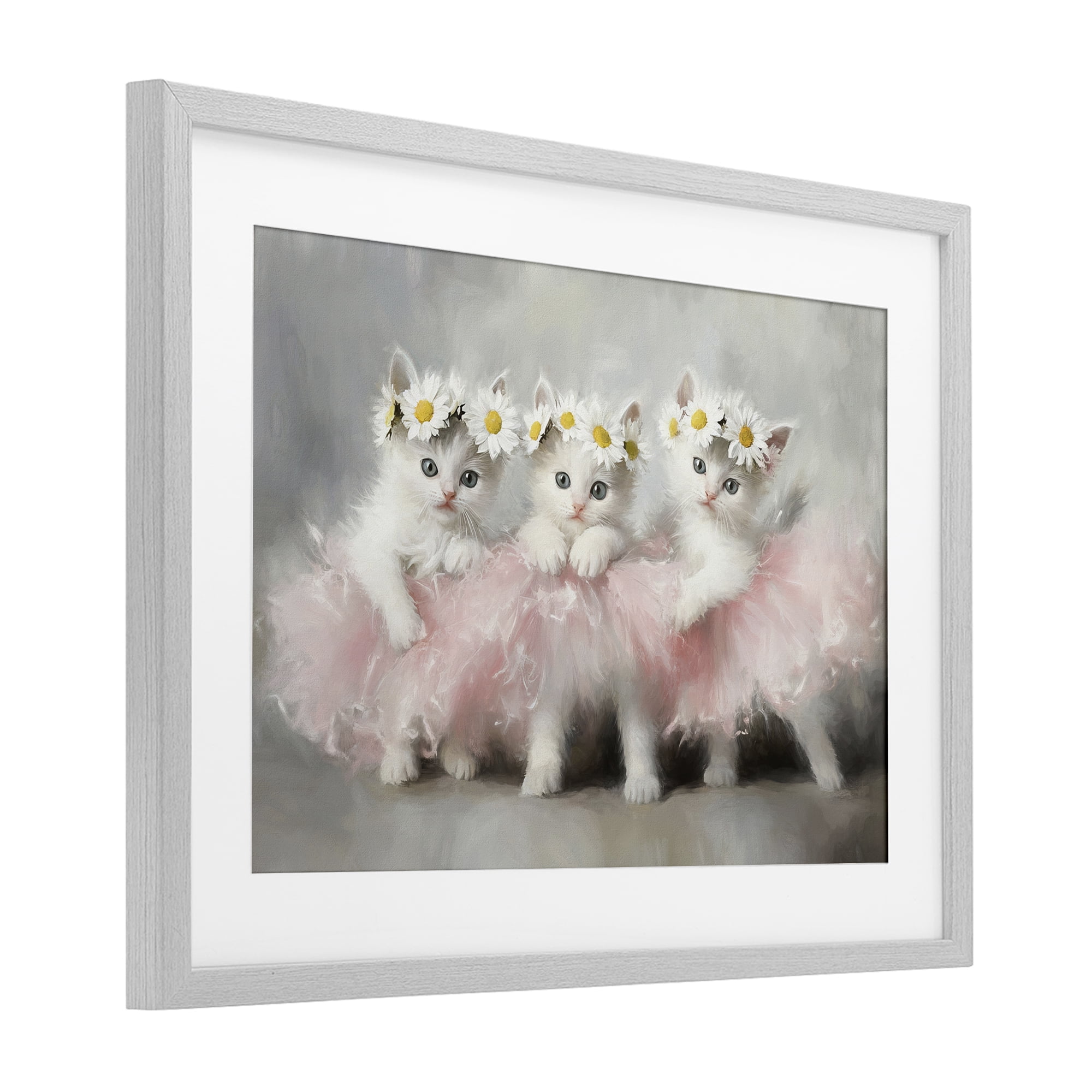 Stupell Industries Dancing Kittens in Tutus Gray Framed Print Under Glass, design by Tina LeCour