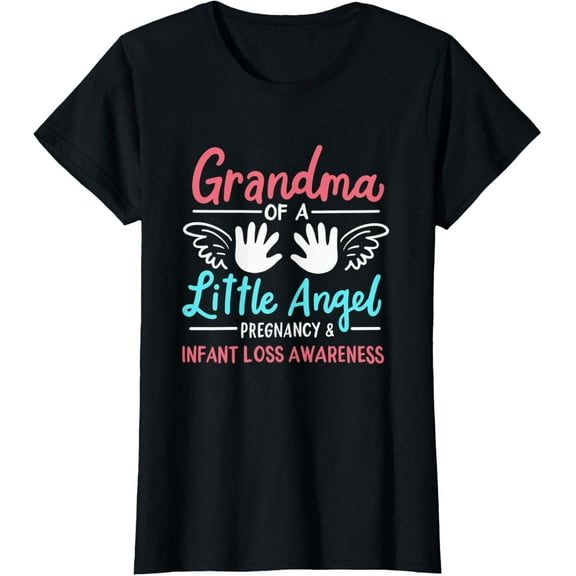 t-shirt Womens Grandma Of A Little Angel Pregnancy & Infant Loss Awareness T-Shirt mens t shirt，black，women，funny，misfits，men，journey