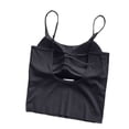thumbnail image 5 of Women's Adjustable Strap Camisole Tank Top with Built-in Padded Bra, One Size Silky Stretch Sleeveless Cami, Seamless Daily Layering Home Lounge Top for Women 40-70kg, 5 of 7