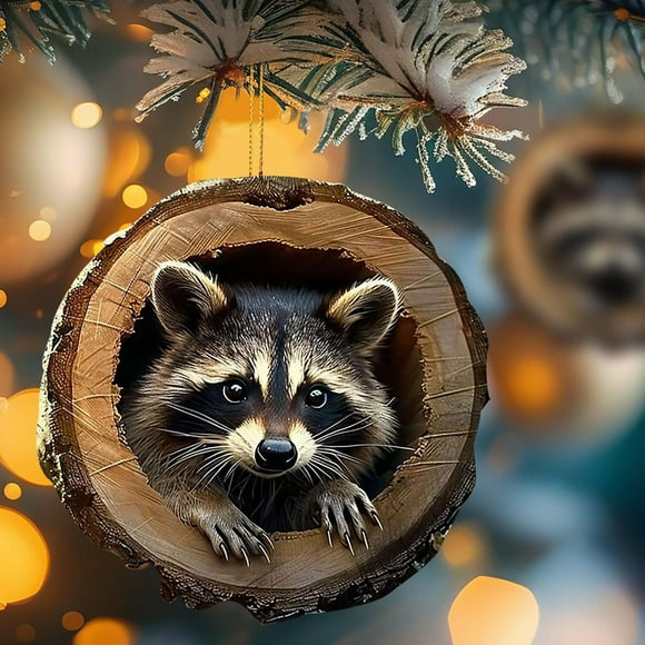 Christmas Animalss Ornaments Owls Raccoons Christmas Decorations Christmas Tree Pendants 2D Flat Printing Acrylic Small Pendants