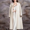 thumbnail image 4 of Lovskoo Womens Winter Coats Open Front Wrap Coat Pea Coat Woolen Coat Girl Mid Length Style Woolen Coat Woolen Coat Trench Coat Overcoat Beige, 4 of 8