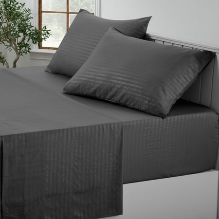 Lux Decor Collection Bed Sheets - 4 Piece Queen Size Sheets Brushed Microfiber 16 Deep Pocket Bedding Sheets & Pillowcases - Dark Gray