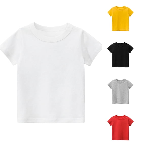 Toddler Boys Girls Short Sleeve Basic T Shirt Casual Summer Tee Tops Solid Color Everyday Playwear Classic Fit Tees for Boys