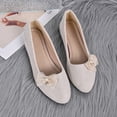 thumbnail image 5 of Gpaecead Women's Pearl Pendant Mesh Bow Ballet Flats Faux Suede Cushioned Slip On Non Slip Shoes For Weddings, Work And Parties, White, 5 of 5