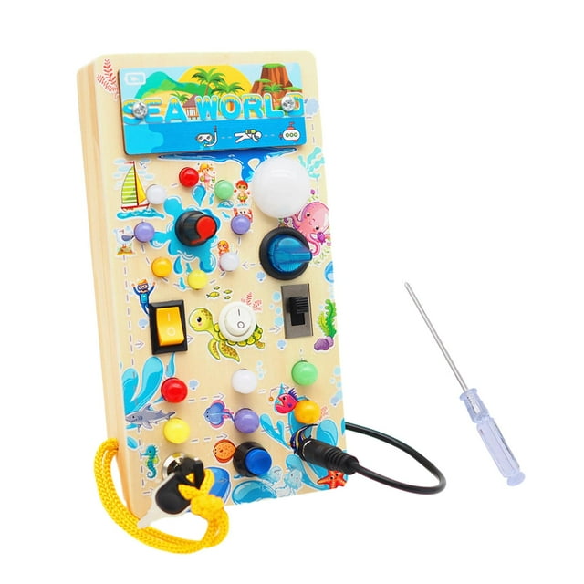 Montessori Busy Board Learning Handcraft Wooden Toys Marine Theme Travel Toy