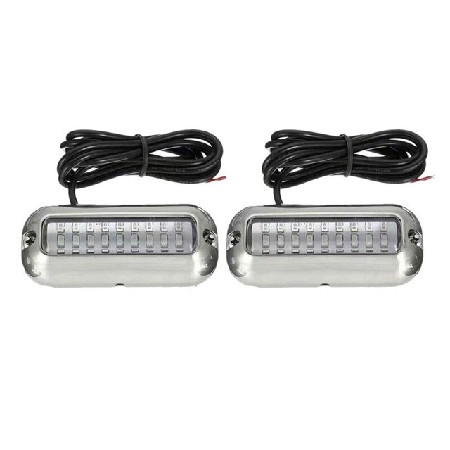 2 piezas 27 LED Luz de popa de barco de acero inoxidable Luz subacuática pontón Luz impermeable para barco, rojo