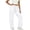 White, variant on JUSLIO Women Pants Curved Leg Pants Joggers with Pockets Stretchy Casual Drawstring Elastic Waist Pants