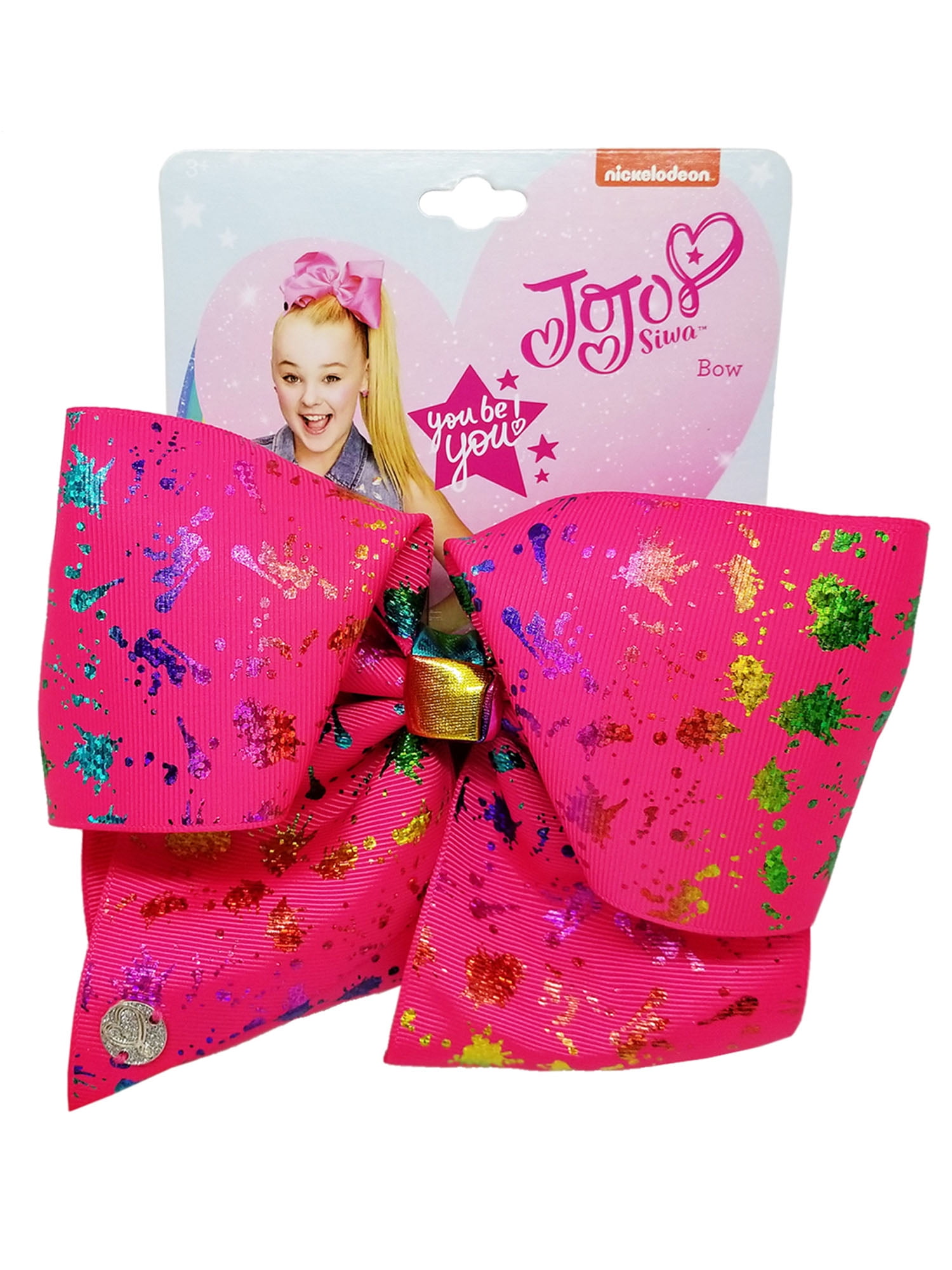Large Cheer Hair Bow (Paint Splatter Pink)