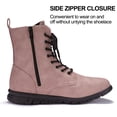 thumbnail image 5 of UKAP Women Comfortable Work Boot Outdoor Slip Resistant Side Zipper Ankle Boots Leather Booties Lace-Up Combat Boot Pink 8, 5 of 7