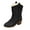 Black, variant on Women's Mid Calf Boots with Pull on Tabs Pointed Toe Chunky Block High Heel Western Cowboy Cowgirl Boots