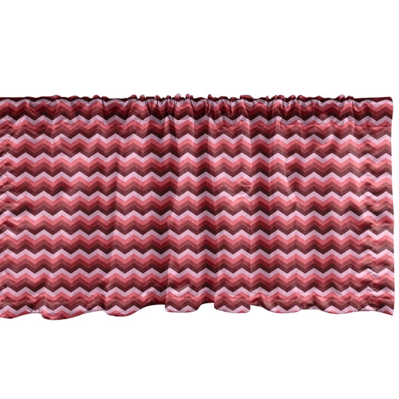 Ambesonne Pink Window Valance, Modern Feminine Zigzag, 54" X 12", Burgundy Ruby Coral