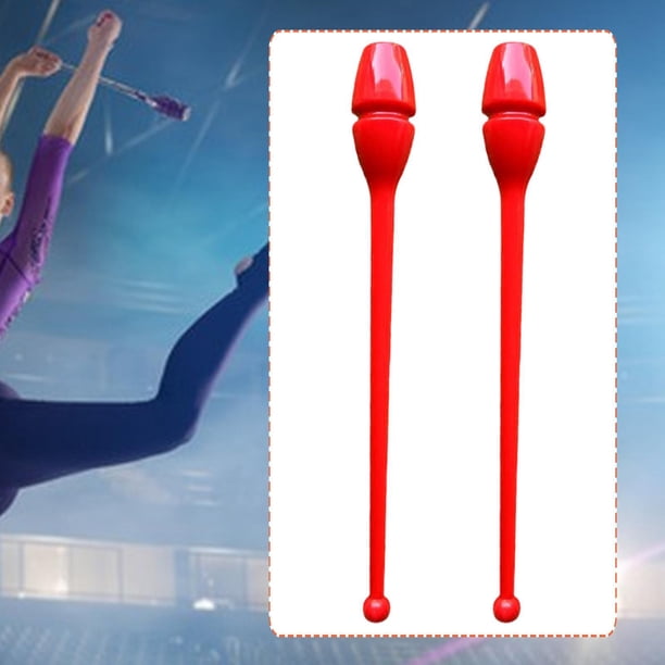 2 Piezas Clubes de Gimnasia Rítmica Bastones Insertables para Danza Palos de Práctica Accesorios para Coreografías Material Pp de Alta Resistencia Fác rojo