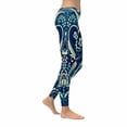 thumbnail image 3 of SUNENAT Blue Indian Floral in Paisley Women's Capri Leggings Stretchy Skinny Yoga Pants L, 3 of 4