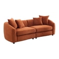thumbnail image 3 of Christopher Knight Home 87" Curved 3-Seater Modern Velvet Upholstered Sofa, Orange-Red, 3 of 6