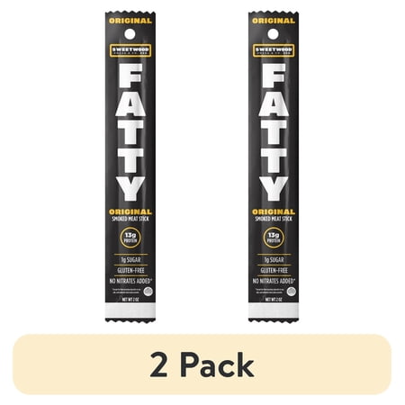 (2 pack) FATTY Meat Sticks, Made with Grass Fed Beef, Pork Raised Without Antibiotics, 13g Protein Per Stick, Original, Father's Day Snack Gift for Dad, 2 oz.