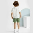 thumbnail image 6 of Usaibhir Baby Boy Cotton Linen Shorts Set Solid Color Short Sleeve Flip collar Button Down T-Shirt Tops Summer Outfit Clothes 0-5T, 6 of 10