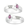Freestyle, Women's Sterling Silver Petite Marquise Stone & Diamond Class Ring, Personalized, High School or College Graduation