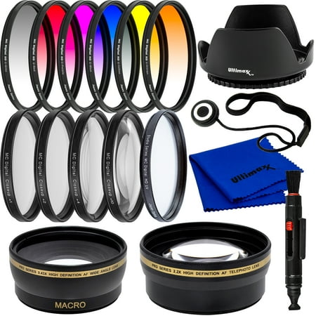 Ultimaxx 49mm Filter Accessory Kit for Canon EOS M6 EOS M6 Mark II EOS M50 EOS M50 Mark II EOS M100 EOS M200 & More - Includes: 6PC Gradual Color Filter Kit 4PC Close-Up Lens Filter Kit & More