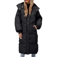 thumbnail image 5 of Women's 2025 Long Puffer Hooded Coat, Knee-Length Thickened Winter Jacket, Oversized Quilted Parka, Loose Fit Warm Coat, Casual Winter Outerwear Black XL, 5 of 6