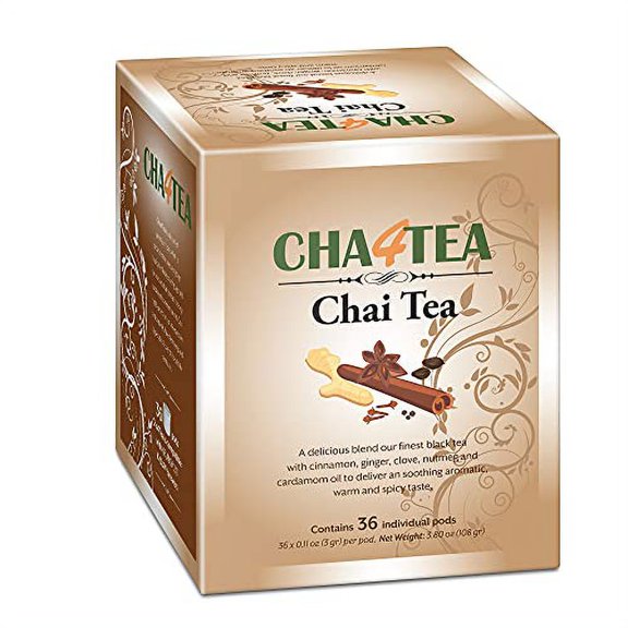 Cha4TEA 36-Count Chai Black Tea Pods for Keurig K-Cup Brewers