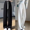 thumbnail image 1 of Pantalones de color crema de jerez de otoño e invierno, pantalones de pana de cintura alta con tiro recto y pierna ancha, pantalones casuales de dosificación., 1 of 5