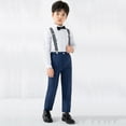 thumbnail image 4 of KYAIGUO Kids Boys Formal Suit Trouser Elastic Waistband Straight Pants School Uniform Wedding Party Pants Slim Fit Dress Pants with Adjustable Waist 1-14Y, 4 of 8