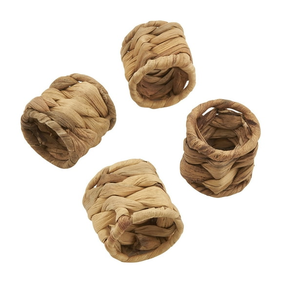 Fennco Styles Woven Sea Grass Design Napkin Ring - Set of 4 (Natural)