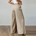thumbnail image 7 of HongQid Women Stripe Wide Leg Casual Trousers Striped Low Rise Casual Loose Palazzo Lounge Pants with Pockets, 7 of 7