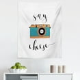 thumbnail image 1 of Camera Tapestry, Say Cheese Lettering with Retro Machine Warm Memories Old Days Graphic, Fabric Wall Hanging Decor for Bedroom Living Room Dorm, 5 Sizes, Teal White Black, by Ambesonne, 1 of 1