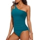 thumbnail image 2 of Traje de baño de bikini liso sin mangas para mujer, traje de baño push-up acolchado, conjuntos de blusa de traje de baño de poliéster para mujer, 2 of 3