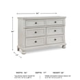 thumbnail image 3 of Ashley Furniture Robbinsdale 6-Drawer Wood Dresser in Antiqued White, 3 of 10