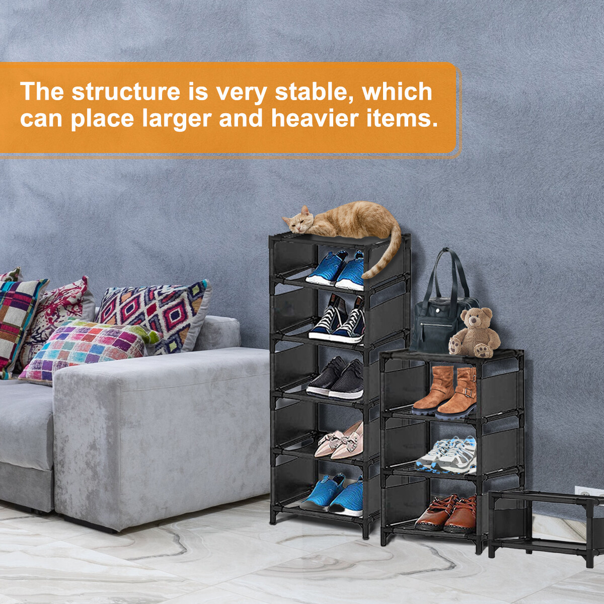 10 Tiers Vertical Shoe Rack, Stackable Combination Shoe Rack, Up to 20-24 Pairs, Sturdy Metal Narrow Shoe Rack Shoe Shelf, Space-Saving Tall Shoe Rack for Hallway Garage Living Room