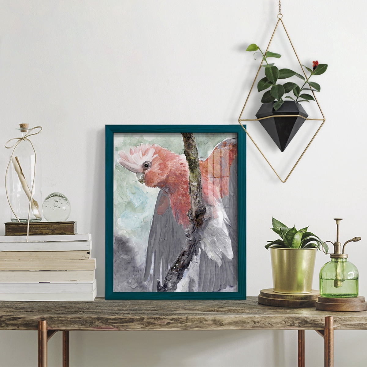 Tropic Parrot II - Framed Print w/glass - Ocean Blue