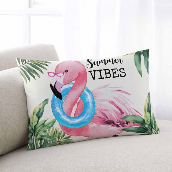 Summer Pink Flamingo Body Pillow Cover, Pillowcase Protectors with Zipper, Breathable Decorative Throw Pillow Case Cover, Beach Tropical Palm Leaves Pillow Shams for Couch Sofa 24x36Inch