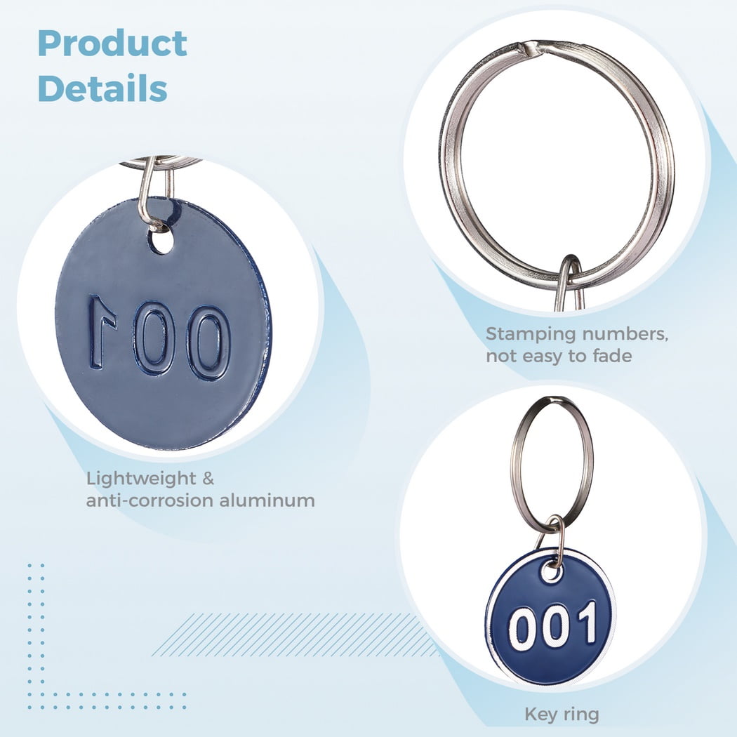 Hang Tags Aluminum Key Tags Numbered Tags, 100 Pcs Number 001-100 Stamping  Number Tags Labels, image size:1050x1050