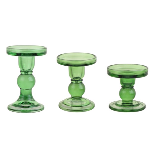 Juego de candelabros BTGLLAS de cristal verde de 3 piezas